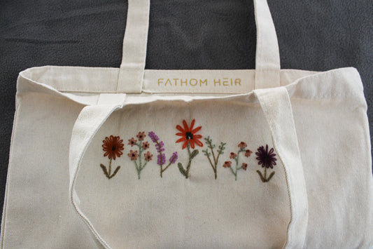 Hand Embroidered Canvas Tote